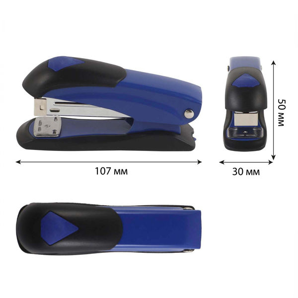 Степлер, №24/6, 20 листов, корпус металлический, антистеплер, цвет синий, Attomex в категории Степлеры
