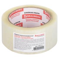 Клейкая лента упаковочная 50 мм х 66 м, прозрачная, 50 микрон, BRAUBERG в категории Клейкие ленты упаковочные
