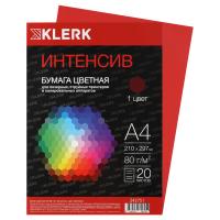 Бумага цветная, А4, 80 г/кв.м, 20 листов, интенсив, темно-красный, KLERK в категории Бумага форматная цветная
