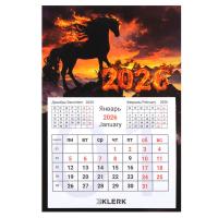 Календарь настенный 2026г, магнитный, отрывной, 100*150 мм, склейка, Огненный конь, KLERK, в категории Календари