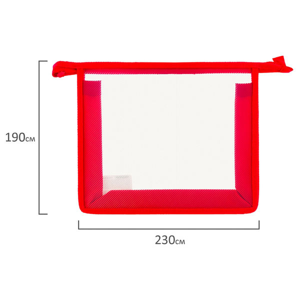 Папка для тетрадей А5 ПИФАГОР, пластик, молния сверху, прозрачная, красная в категории Папки школьные