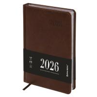 Ежедневник датированный 2026, А5, 138х213 мм, BRAUBERG "Impression", под кожу, коричневый в категории Ежедневники