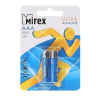 Батарейка Mirex Ultra Alkaline алкалиновая AAA, LR03, 2 шт, блистер с европодвесом в категории Батарейки