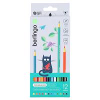 Карандаши цветные, 12 цветов, дерево, трехгранный, Жил-был кот, SuperSoft, Berlingo в категории Карандаши цветные