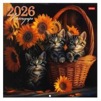 Календарь настенный 2026г, перекидной, 30*30 см, на скобе, Стандарт, Милые Котята, Hatber в категории Календари