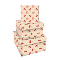 Набор квадратных коробок 3в1, MESHU "Вишенки", (19,5*19,5*11-15,5*15,5*9см) в категории Коробки подарочные