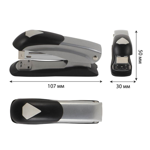 Степлер, №24/6, 20 листов, корпус металлический, антистеплер, цвет серый, Attomex в категории Степлеры