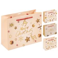 Пакет подарочный, Новогодний, 24*19*9 см, картон, ручка шнурок, ассорти 4 вида, КОКОС в категории Пакеты подарочные
