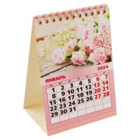 Календарь 2024г домик, перекидной, 100*140 мм, на спирали, Нежные цветы, Квадра в категории Календари