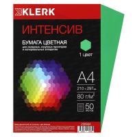 Бумага цветная, А4, 80 г/кв.м, 50 листов, интенсив, зелёный, KLERK в категории Бумага форматная цветная