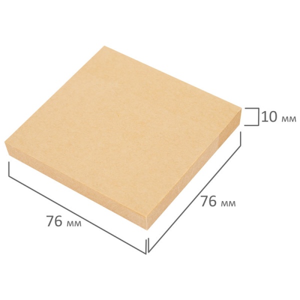Блок самоклеящийся крафтовая бумага (стикеры) BRAUBERG KRAFT, 76х76 мм, 100 листов в категории Бумага для заметок самоклеящаяся