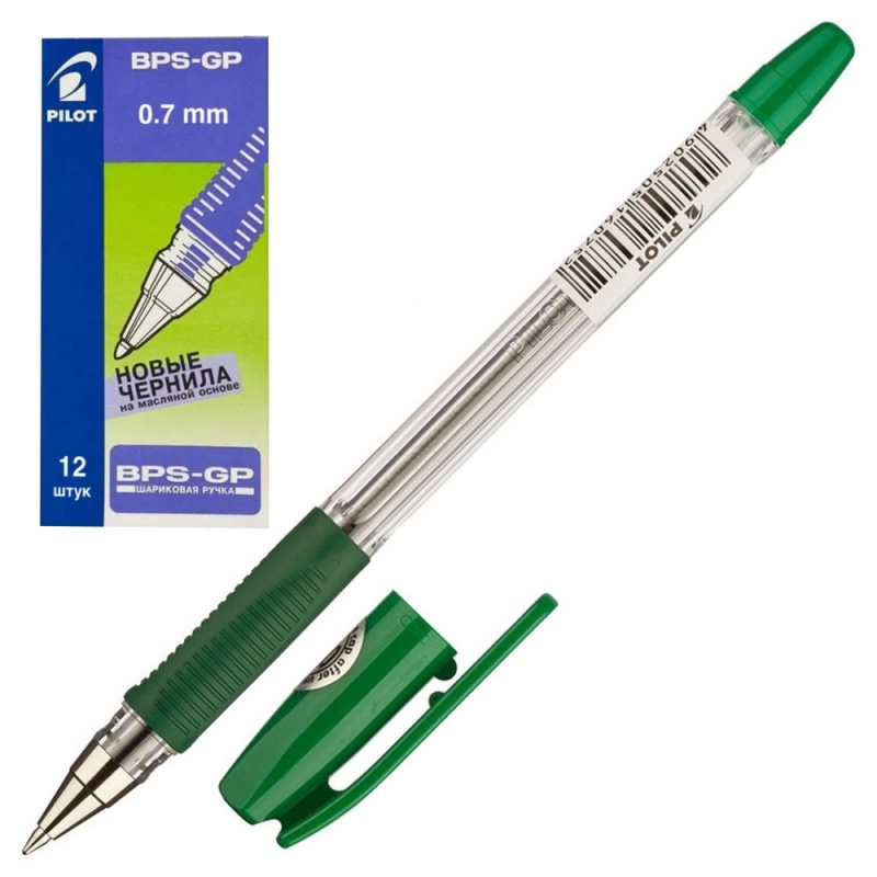 Ручка масляная, пишущий узел 0,7 мм, цвет чернил зеленый Pilot в категории Ручки шариковые
