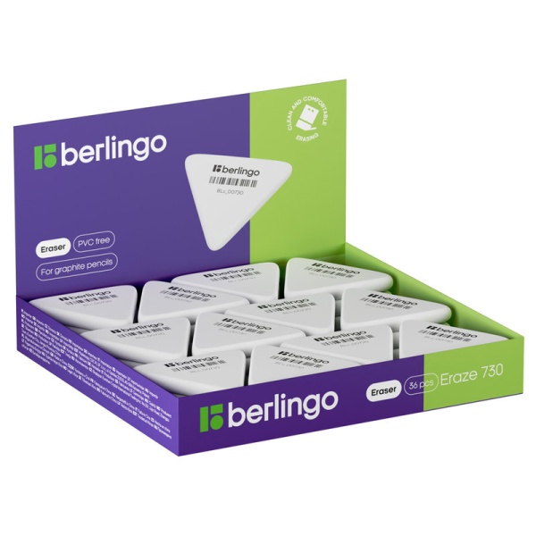 Ластик Berlingo "Eraze 730" треугольный, термопластичная резина, 50*44*7мм (большой) в категории Ластики