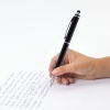 Ручка-стилус SONNEN для смартфонов/планшетов, СИНЯЯ, корпус черный, серебристые детали в категории Ручки шариковые