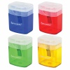 Точилка BRAUBERG "OfficeBox", с контейнером и крышкой, прямоугольная, в упаковке с подвесом, ассорти в категории Точилки