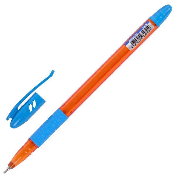 Ручка шариковая масляная с грипом BRAUBERG GLASSY MIX, СИНЯЯ, корпус ассорти, линия письма 0,35 мм в категории Ручки шариковые