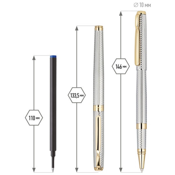 Ручка-роллер Delucci "Celeste" синяя, 0,6мм, цвет корпуса - серебро/золото, подарочная упаковка в категории Ручки подарочные
