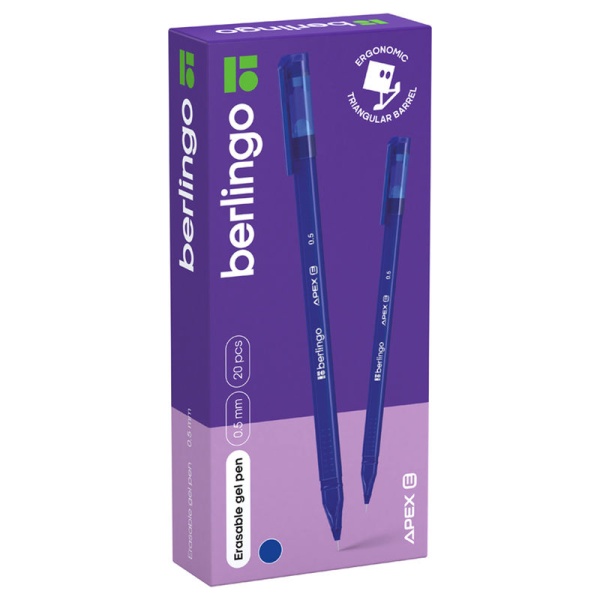 Ручка гелевая стираемая Berlingo "Apex E" синяя, 0,5мм, трехгранная в категории Ручки гелевые