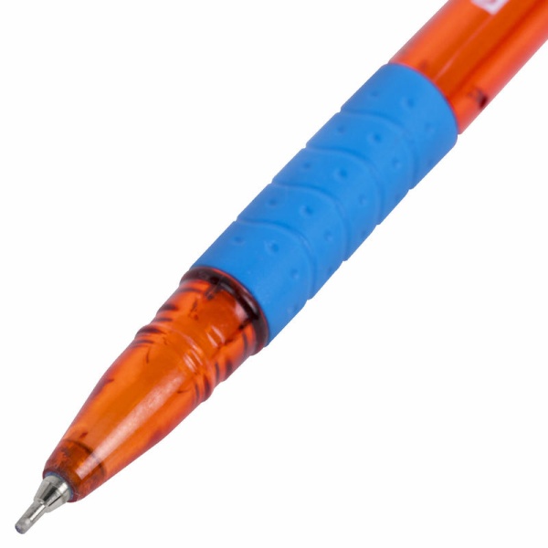 Ручка шариковая масляная с грипом BRAUBERG GLASSY MIX, СИНЯЯ, корпус ассорти, линия письма 0,35 мм в категории Ручки шариковые