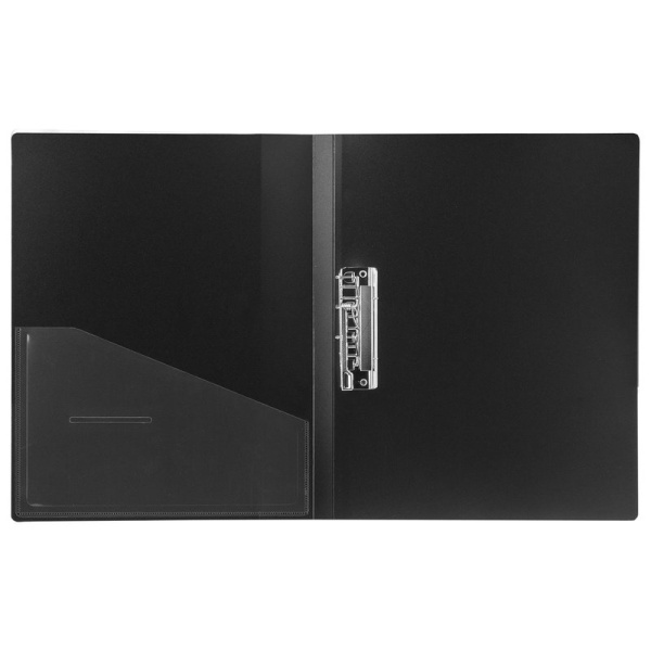 Папка с боковым металлическим прижимом и внутренним карманом BRAUBERG "Contract", черная, до 100 л. в категории Папки-планшеты